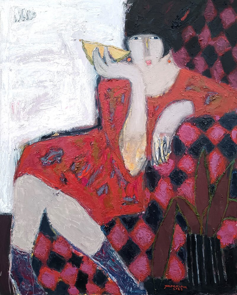 Women in red dress