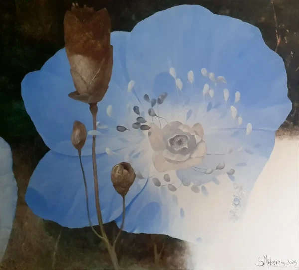 Sigitas Mickevičius paveikslas "Nemophila menziesii". Tapyba, aliejus, drobė. - Image 2