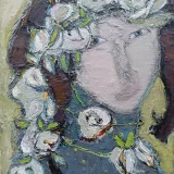 Natalia Yanekina paveikslas “Su gėlėmis plaukuose”. Tapyba, aliejus, drobė