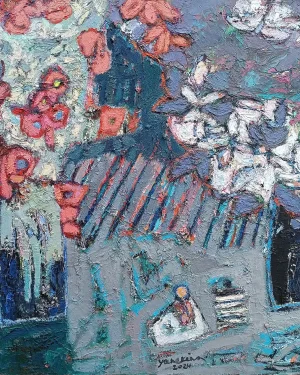 Natalia Yanekina paveikslas “Vasaros natiurmortas su gėlėmis”. Tapyba, aliejus, drobė